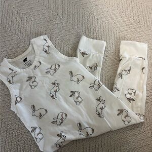 Charming Bunny Print Kids romper - Cream